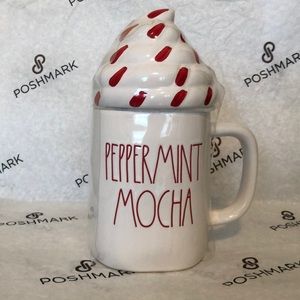 Rae Dunn PEPPERMINT MOCHA mug with lid